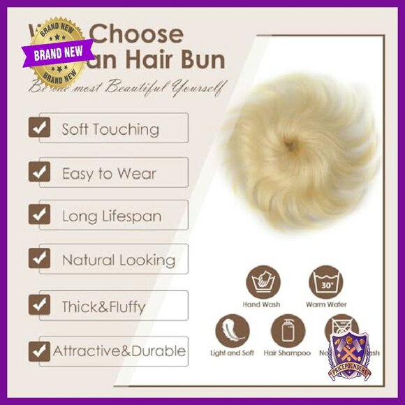 Human Hair Bun Piece Natural Curly Stretchy Elastic Donut Updo Messy Bun main image 4